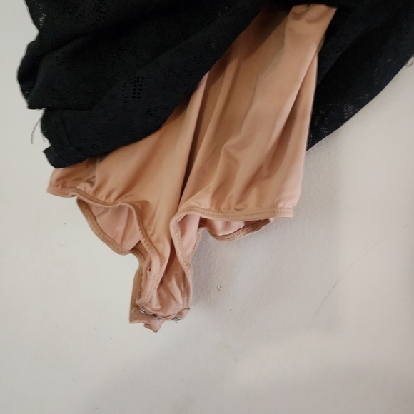 For Love And Lemons Size M Lace Ruched Black Dress Lace Up Midi Adjustable Strap - Picture 7 of 7